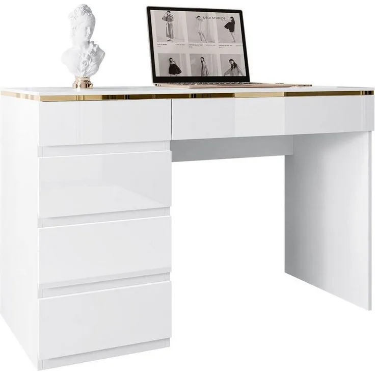 Lookway Schreibtisch AURORA mit Schubladen und Dekorative Umrandung, Breite: 120 cm