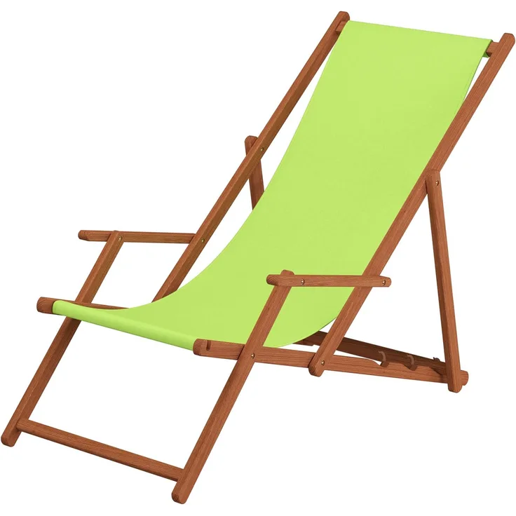 Liegestuhl Deckchair pistazie Sonnenliege Gartenliege Holz Strandstuhl Buche Gartenmöbel 10-306KD