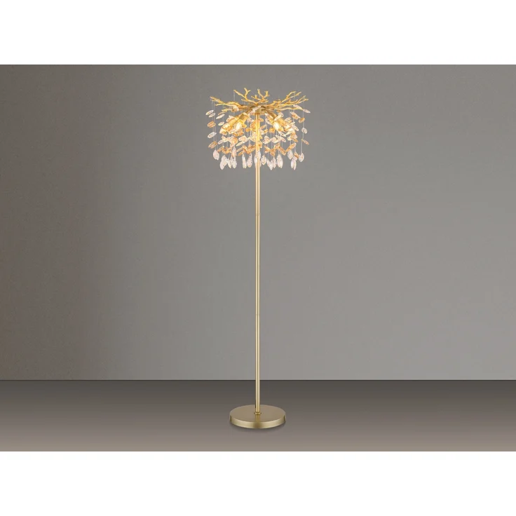Ausgefallene Stehlampe QUEENA Gold mit Glas Kristall 2-farbig, Höhe 155cm – Bild 3