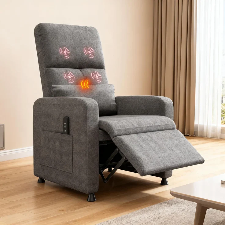 GarveeHome Fernsehsessel Elektrisch Relaxsessel Ruhesessel, massagesessel mit wärmefunktion, Verstellbarer Fernsehsessel mit Fußstütze, Einzelsofa,für Wohnzimmer, Schlafzimmer oder Büro – Bild 1