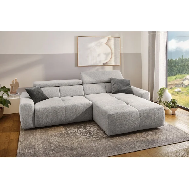 Jockenhöfer Gruppe Ecksofa Unos L-Form, B: 299 cm, mit 60 cm elektr. Sitztiefenverstellung, 140kg Belastbarkeit, USB-Anschluss, Kopfteilverstellung & Zierkissen – Bild 1