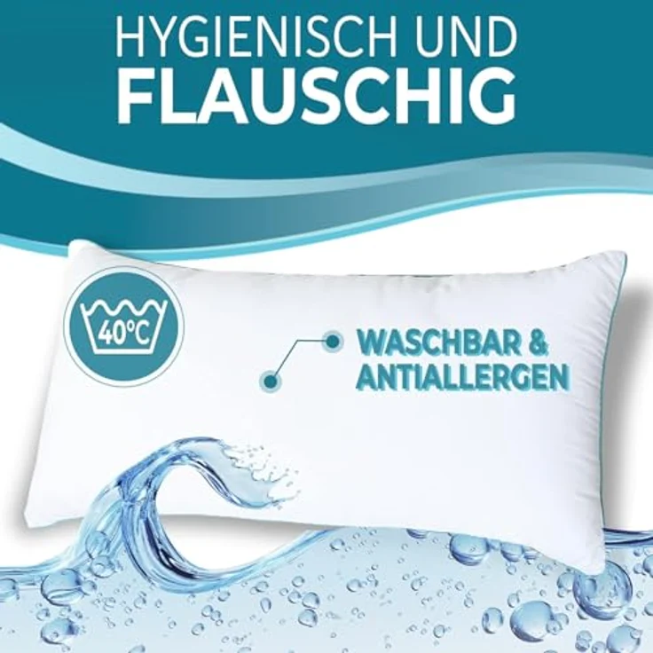 KNERST Kopfkissen Kopfkissen Fitform Technologie 100% Polyester, Füllung: FitForm Technologie – 100% Polyester, ergonomisches Schlafkissen ideal für jede Schlafposition, Kissen mit eleganter, grüner Biese – Bild 7