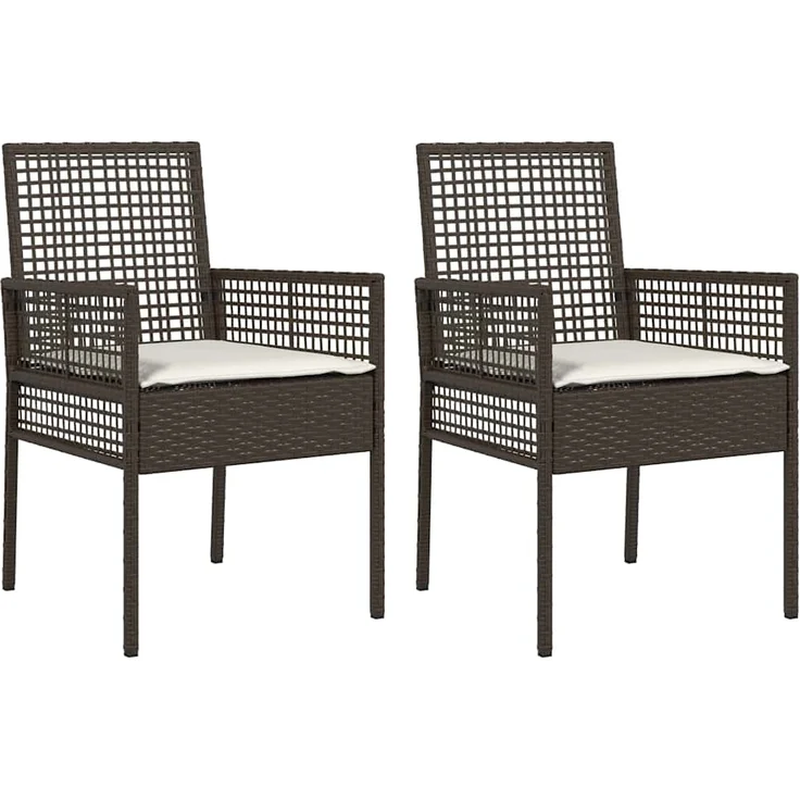 vidaXL Gartenstuhl mit Kissen 2 pcs Braun 55 x 53 x 85 cm Poly-Rattan 42003446 – Bild 1