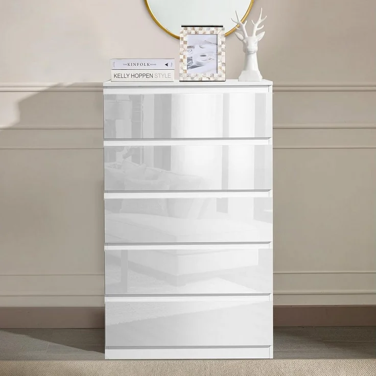 HTI-Living Sideboard Sideboard Kenji 5 Schubladen Hochglanz Weiß (Stück, 1 St, 1 Sideboard), Kommode – Bild 2