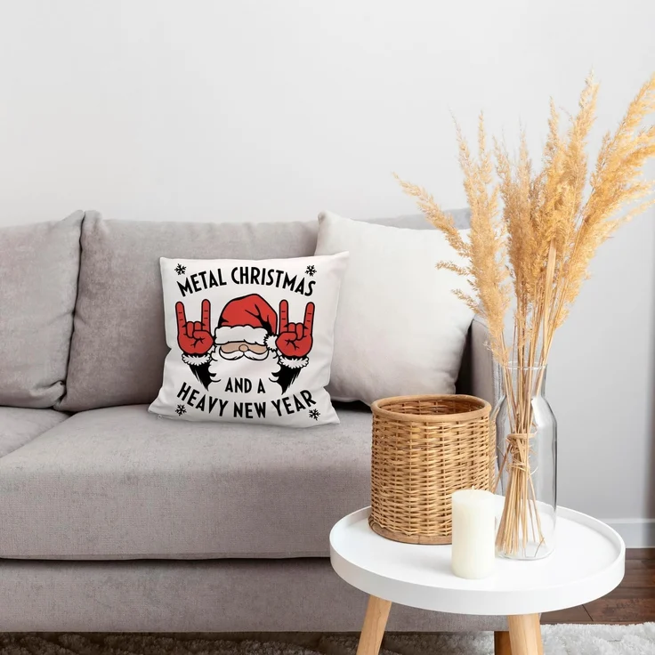 speecheese Dekokissen Weihnachtsmann Rockzeichen Metal Christmas Kuschelkissen – Bild 7