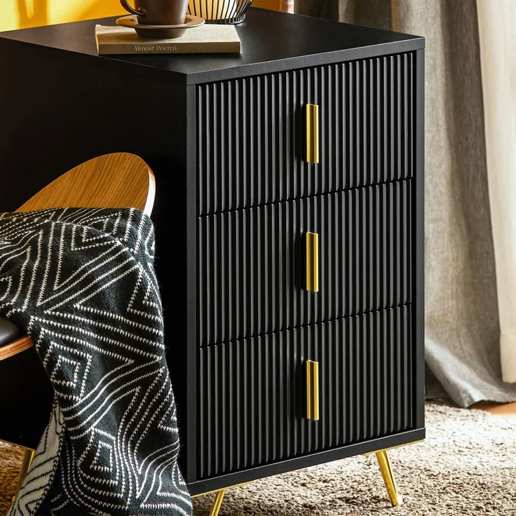 SoBuy FBT115-L-SCH Nachttisch, MDF, Melamin, Schwarz, 40 x 63 x 36 cm – Bild 4