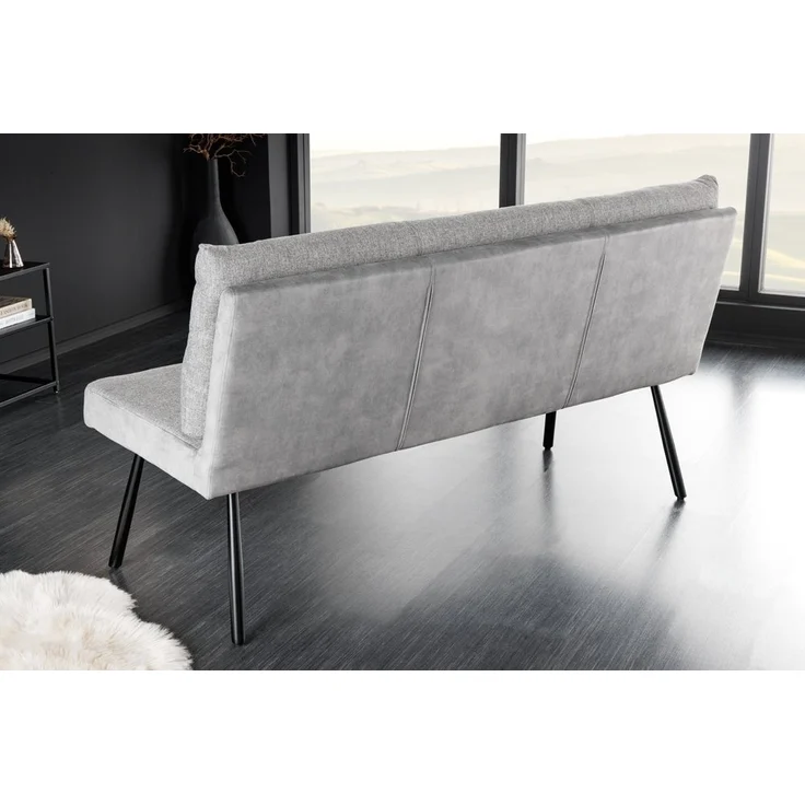 riess-ambiente Sitzbank BIG GEORGE 160cm grau / schwarz (Einzelartikel, 1-St), Samt · Strukturstoff · mit Lehne · Metall· Federkern · Modern Design – Bild 3