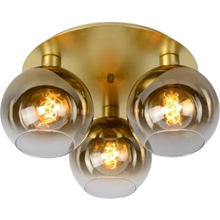 LUCIDE MARIUS, Deckenleuchte 3xE27, Mattes Gold/Messing, geeignet für LED-Lichtquellen, aus Glas gefertigt