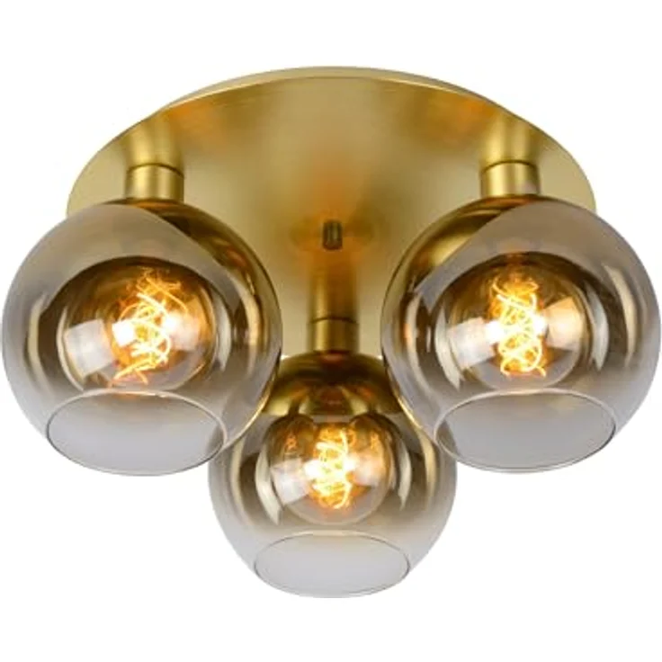 LUCIDE MARIUS, Deckenleuchte 3xE27, Mattes Gold/Messing, geeignet für LED-Lichtquellen, aus Glas gefertigt – Bild 1