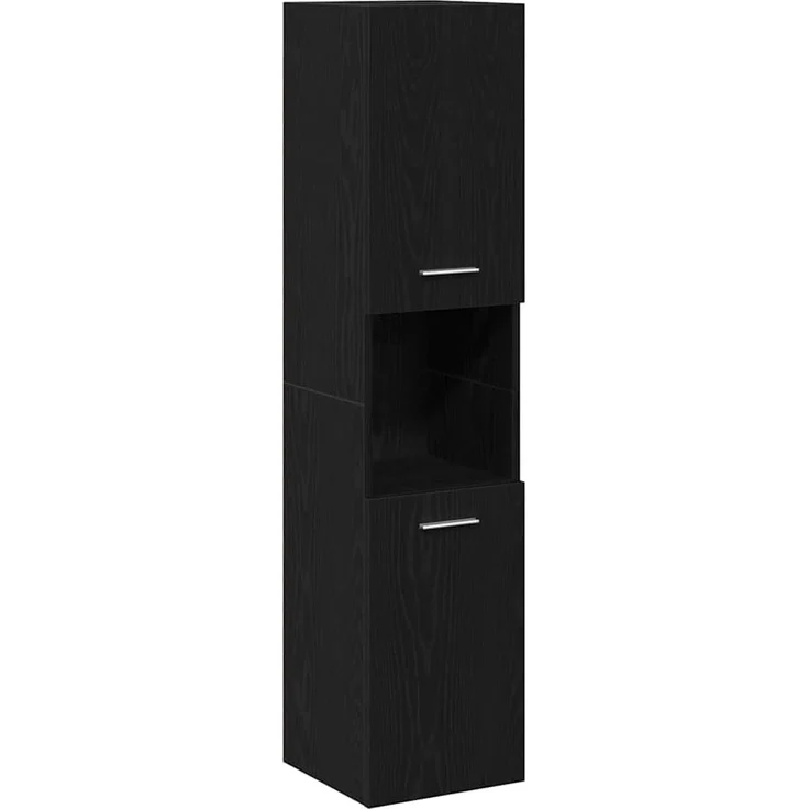 vidaXL Badezimmerschrank mit Tür Schwarz Eichen-Optik 30 x 30 x 130 cm 862532 – Bild 1