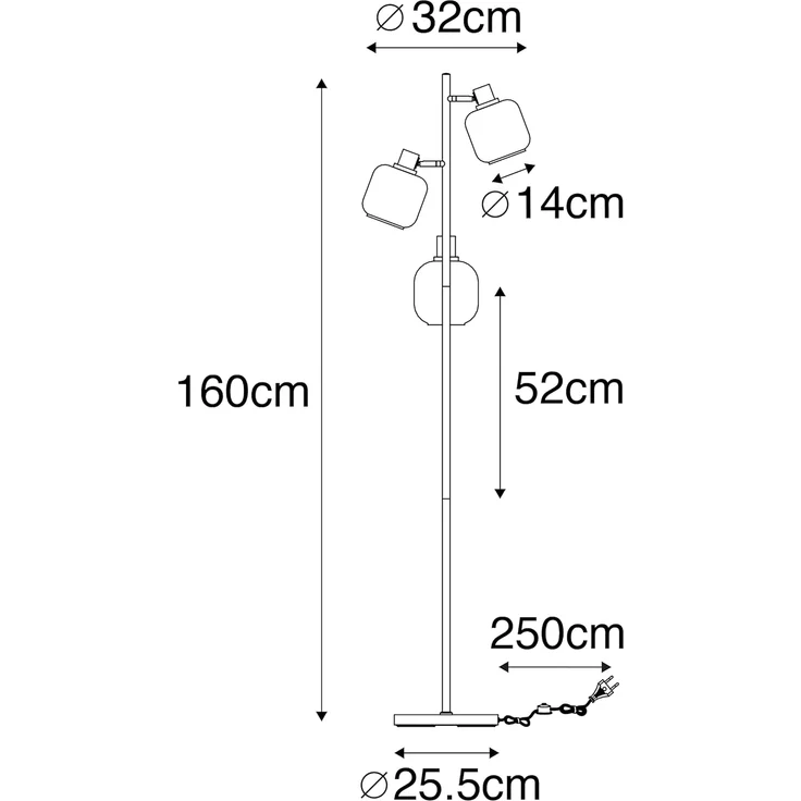 Qazqa Stehlampe Zuzanna, ohne Leuchtmittel, E14, Grau, Modern, Glas, 3-flammig – Bild 4
