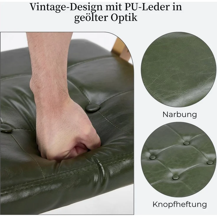SeedWave Esszimmerstuhl 2er Set Klappstühle Kunstleder Faltstuhl mit Gebogenem Holzgestell (2er Set), Vintage-Lederoptik Folding Chair mit Knopfheftung, 130 kg belastbar – Bild 4