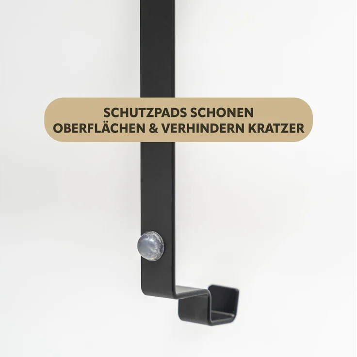 Tür-Hängeregal aus Metall und Bambus, 3 Handtuchstangen, 4 Haken, schwarz – Bild 8