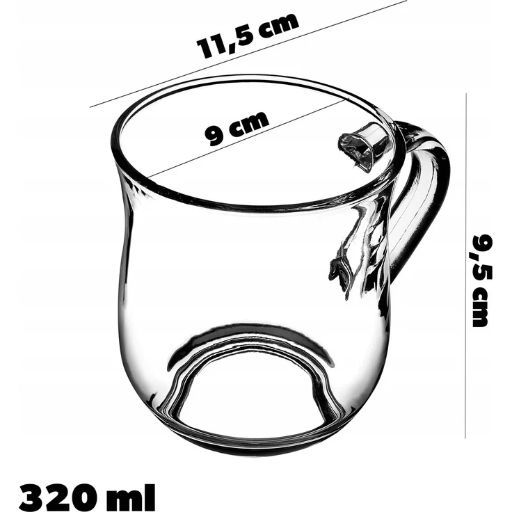 KADAX 4x Kaffee-Tee-Gläser 320 ml Getränkeglas mit Henkel-Set – Bild 3