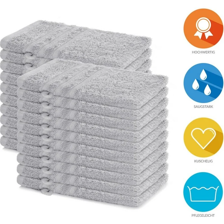 Lavea Waschhandschuh 20er Set Waschhandschuhe, 15 x 21 cm, Elena-Frottierserie, Waschlappen, (20-St), 500 g/m² Frottier, weich & saugstark, pflegeleicht – Bild 2