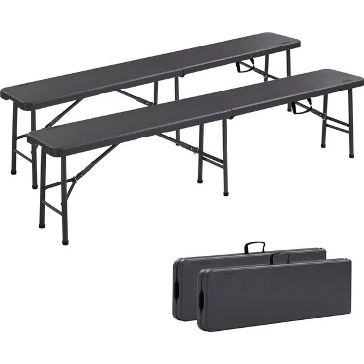 Arebos Bierzeltgarnitur 2x Bierbank Faltbank Klappbar I Tragegriff, 183 x 28 x 43 cm, Tragkraft max. 150 kg (je Bank) – Bild 4