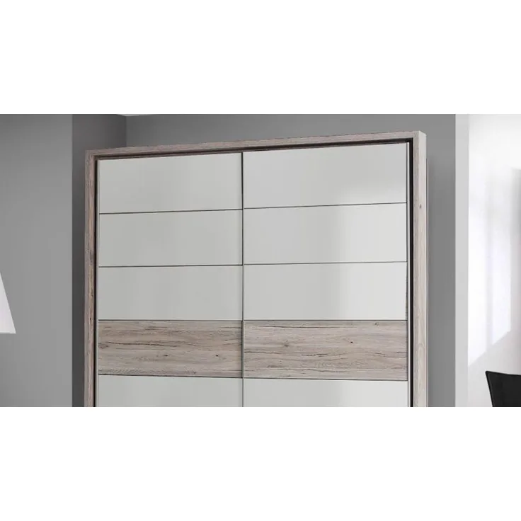 Forte 'RONDINO' Schwebetürenschrank Sandeiche weiß Hochgl. 170