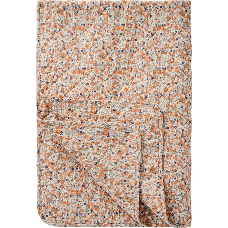 Ib Laursen Decke Quilt Tagesdecke Überwurf 180x130cm Blumen Orange Blau 07934-00 – Bild 1