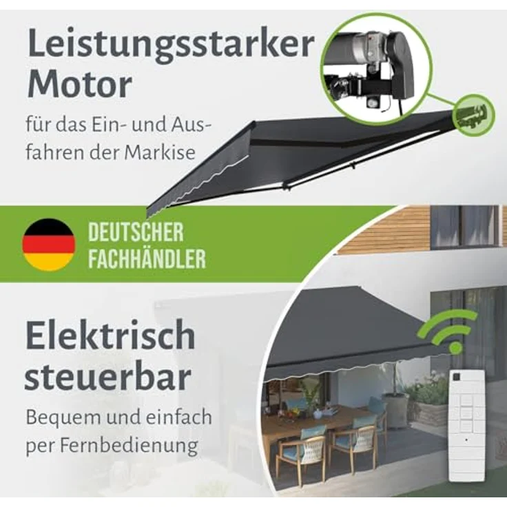 empasa Gelenkarmmarkise "START PLUS" elektrische Markise mit Fernbedienung & Handkurbel – Bild 5