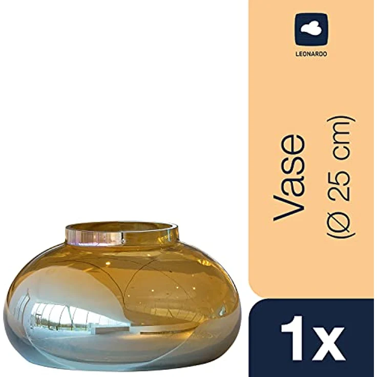 LEONARDO HOME POESIA Vase, handgefertigte Deko-Vase aus goldigem Glas, bauchige Blumen-Vase, 14 cm hoch, 1 Stück, 018650 – Bild 2