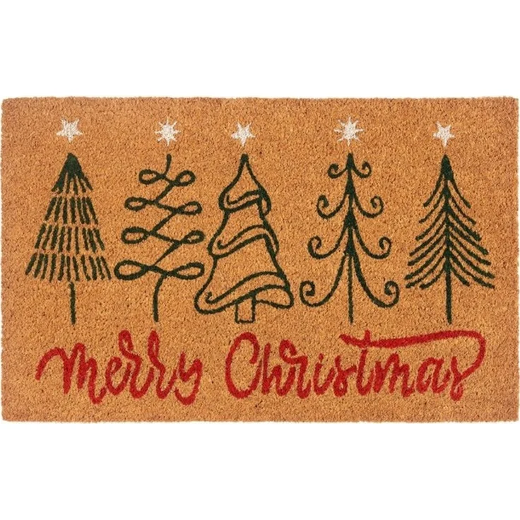 HANSE Home Fußmatte Kokos Five Christmas Trees, Türmatte, rechteckig, Höhe: 15 mm, Schmutzfangmatte, Rutschfest, Outdoor, Weihnachten, Kokosmatte, Flur – Bild 4