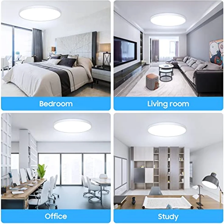 Deckenlampe Led Deckenleuchte Flach Rund - Ø30CM 24W 6500K 2400LM Kaltweiß Modern Küchenlampe Badlampe Led Deckenlampe Wohnzimmer Lampe Decke für Küche Schlafzimmer Badezimmer Kinderzimmer Flur Keller – Bild 6