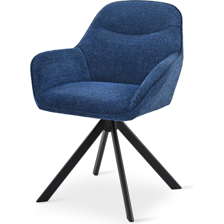 GOEURVANT 1370 Esszimmerstühle 2er-Set mit Armlehnen, 360° Drehbar, Chenille - Blau – Bild 3