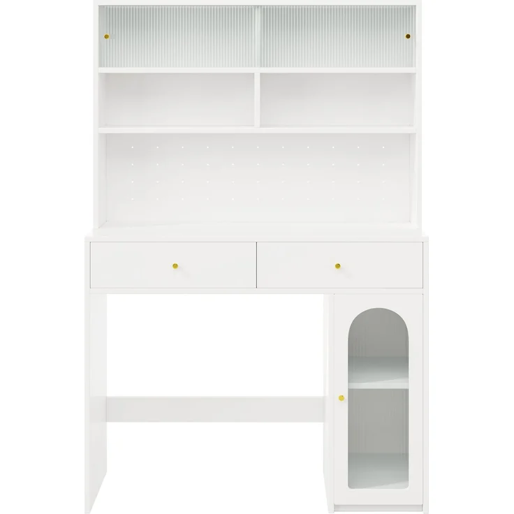 EINHOM Küchenschrank Set mit Klappbarem Esstisch und Bartisch, Mobiler Esstisch auf Rollen, Hochschrank mit Stauraum, Möbel Set für Küche, Esszimmer und Wohnzimmer, Weiß – Bild 7