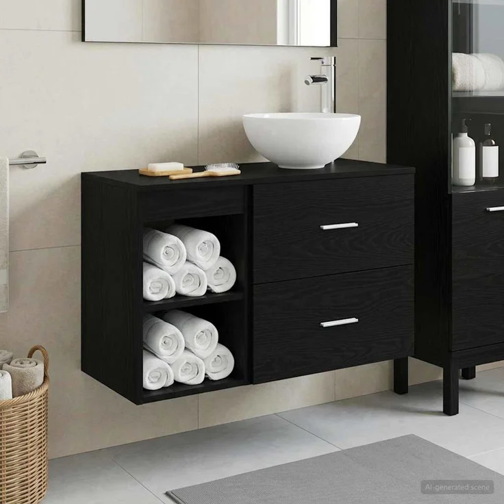 vidaXL Badezimmerschrank-Set 2 stk. Schwarze Eiche 79,5 x 35 x 80 cm 3403865 – Bild 1