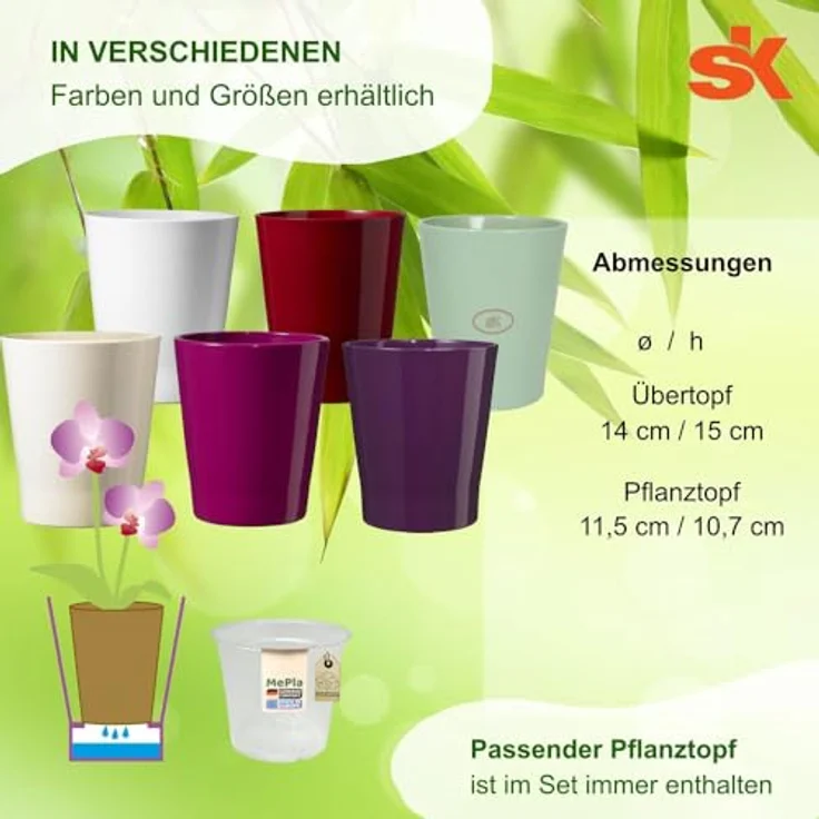 Heimwerkercenter Übertopf MePla - 2 Stück - Übertopf Merina ø 14 Brombeer + Pflanztopf ø 12 – Bild 4