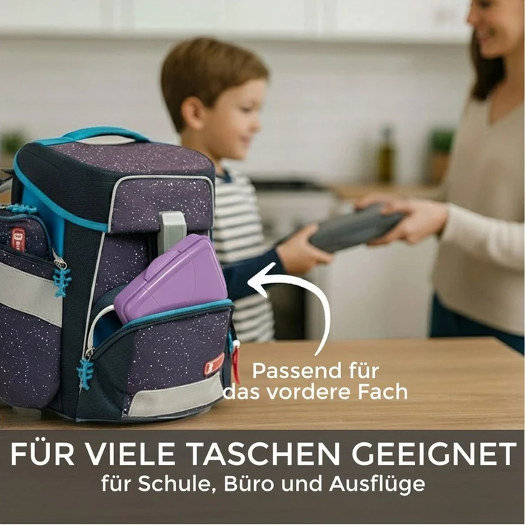 Hausfelder Lunchbox Brotdosen 4er Set flach violett, Kunststoff, (4er Set, 4-tlg, 2 große Brotdosen und 2 kleine Snackboxen), spülmaschinengeeignet, langlebig, bruchfest, BPA-frei – Bild 2