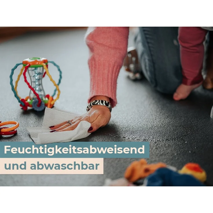 Krabbelmatte Sanosoft 60x100cm Hellgrau | Öko-Tex und in Deutschland produziert - beidseitig rutschfeste Krabbelunterlage – Bild 5