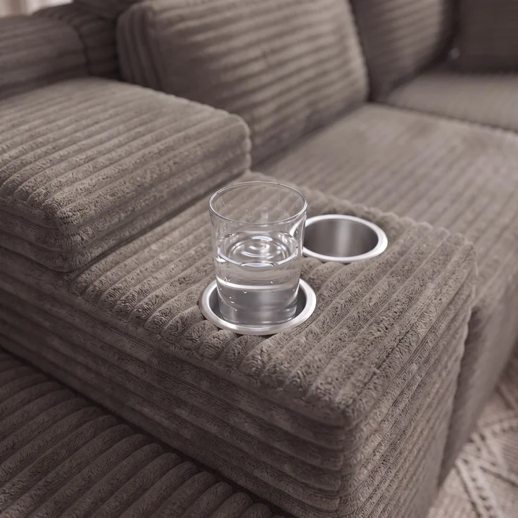 ZUBALIYA Boneless Compression Sofa, U-förmiges modulares Sofa mit integrierten Becherhaltern, Khaki, 372 x 151 x 80 cm – Bild 9