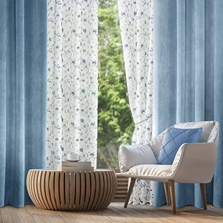 Eurofirany 'VILLA' Vorhang, Samtvorhänge, Velours Blickdicht, Blau, KRÄUSELBAND, H270 x B140 cm (1er Pack) – Bild 8