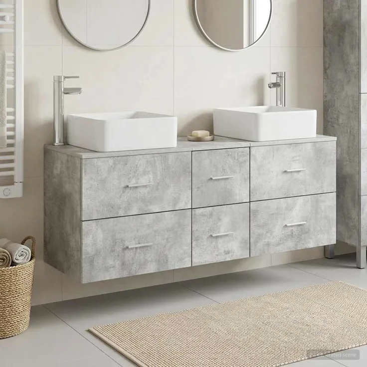 vidaXL Badezimmerschrank-Set 3 stk. Betongrau 129 x 41 x 80 cm 3405830