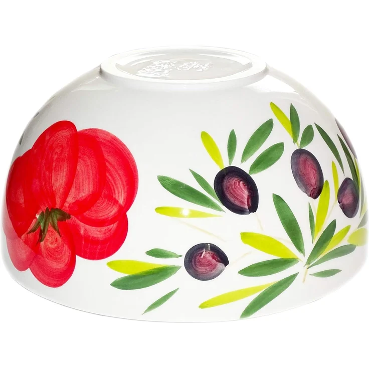 Lashuma Salatschüssel Tomate Olive, Keramik, (1-tlg), Runde Servierschale groß Ø 27 cm handbemalt – Bild 4