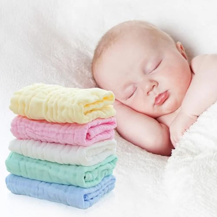 EXTSUD Baby Waschlappen, 10er Musselin Spucktücher Baby 25x25cm Mulltücher Baumwolle Moltontücher Handtücher Weiche Gesichtstücher Neugeborene Baby Wipes(Farbig) – Bild 8