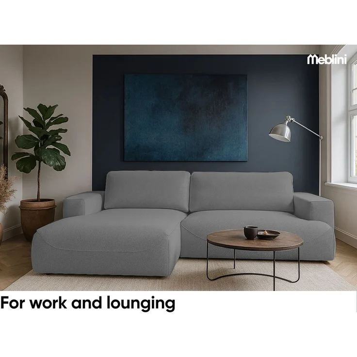 MEBLINI Schlafcouch mit Bettkasten – LUMIERE – 271x195x96cm – Links – Dunkelgrau Samt - Ecksofa mit Schlaffunktion - Sofa mit Relaxfunktion und Kissen - Couch L-Form – Eckcouch – Bild 3