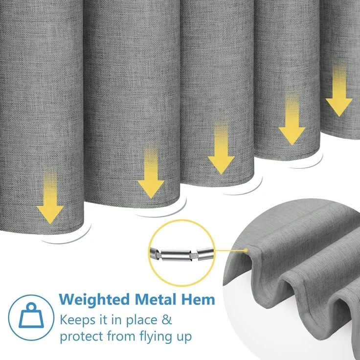 Duschvorhang Leinen Metall Duschvorhangringe Stoff Textil Badewannenvorhang Anti – Bild 7