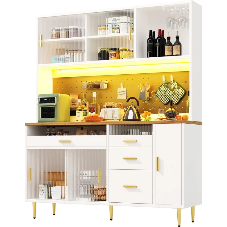 Hochschrank 145 x 39 x 171 cm mit Glasschiebetür, LED und höhenverstellbarem System – Bild 7