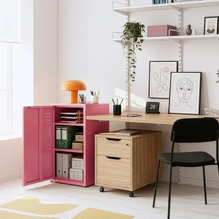 Metallschrank Burlöv Stahl Wassermelonenrot [en. casa] – Bild 4