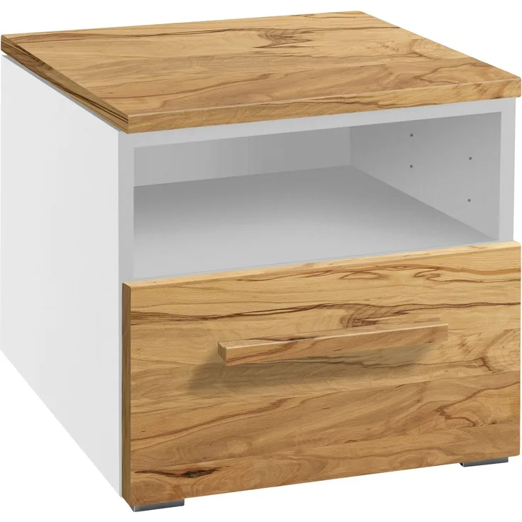 Hasena Nachttisch Onia Weiß mit Wildbuche-Front zerlegt, zerlegt (zum Selbstaufbau) 45x50x41 cm – Selezione