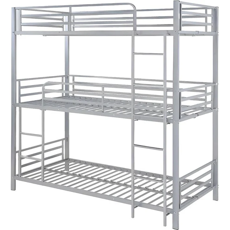 Vente-unique - Etagenbett - 3 Personen - 3 x 90 x 190 cm - Metall - Silberfarben - ELOUAN III – Bild 1