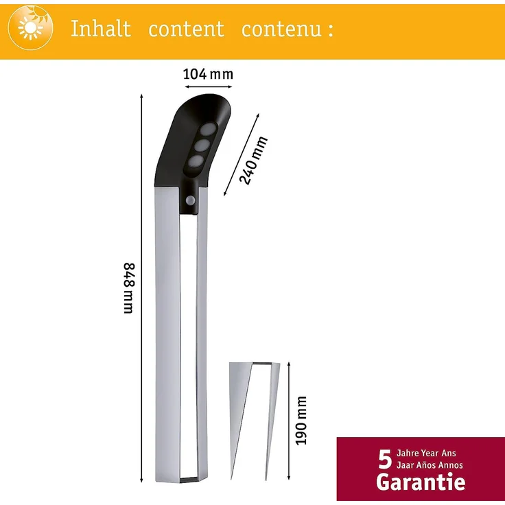 Paulmann No. 94252 Outdoor Solar Pollerleuchte Soley mit Bewegungsmelder Anthrazit – Bild 5