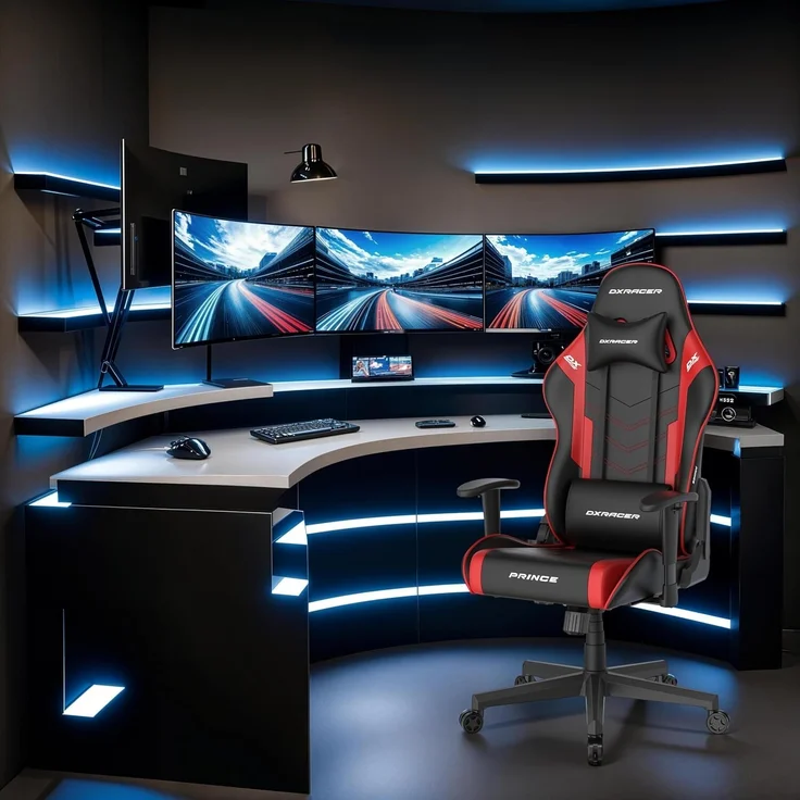 DXRacer PRINCE L Gamingstuhl - PU / Schwarz-Weiss – Bild 2