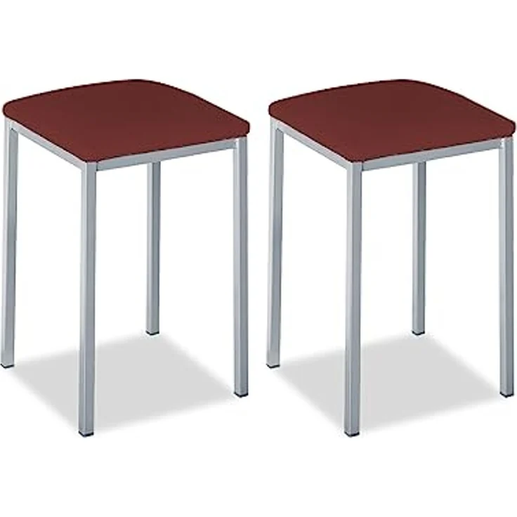 ASTIMESA - Gepolsterter Küchenhocker - Solide und Feste Struktur - Gestell Farbe Aluminium und Sitzfläche aus Kunstleder - Sitzfarbe: Bordeauxrot Lieferumfang: 2 Stück, Maße: 35 x 35 x 45 cm – Bild 1