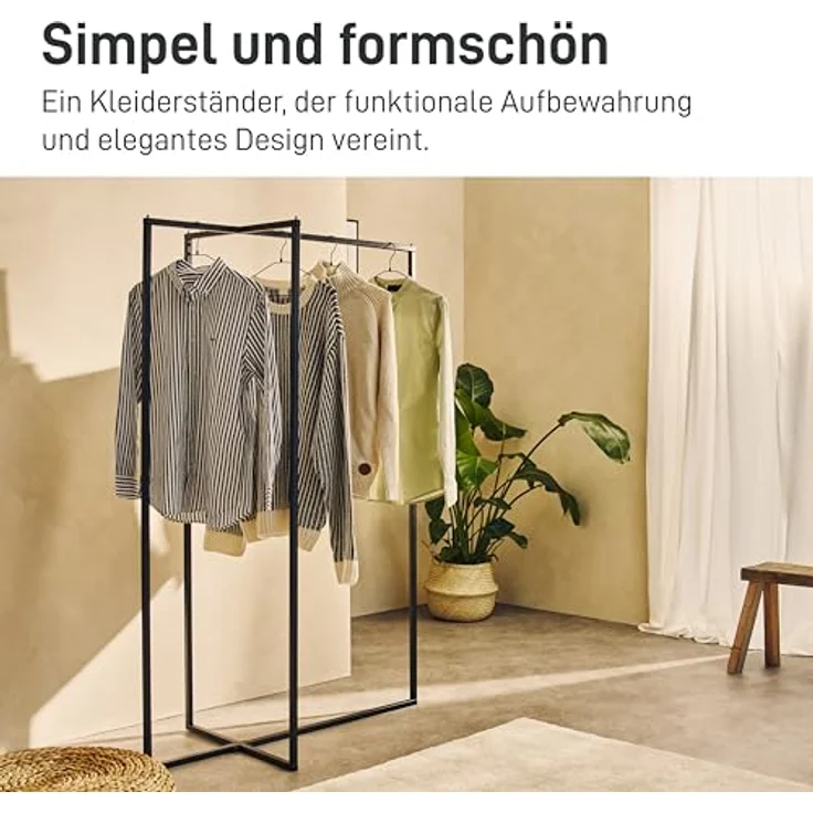 Natural Goods Berlin Kleiderständer KREUZ, Kleiderstange aus stabilem Metall, Freistehende Garderobenstange – Bild 4