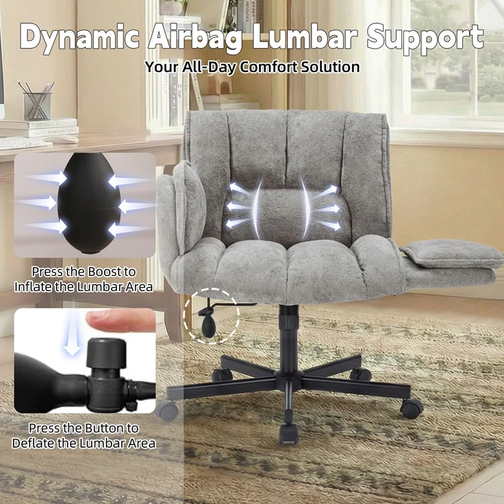 Faumrta Bürostuhl, Drehstuhl, Schreibtischstuhl mit Rollen, drehbar Bürostuhl with foldable Armlehnes, Belastbarkeit 150kg, h?henverstellbar, grauStoff60cm*68cm*86cmGrau – Bild 7