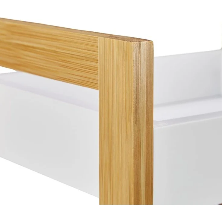 Relaxdays Badregal, freistehendes Standregal mit 3 Körben, Bambus und MDF, Natur/Weiß, 74,5 x 28 x 20 cm – Bild 6