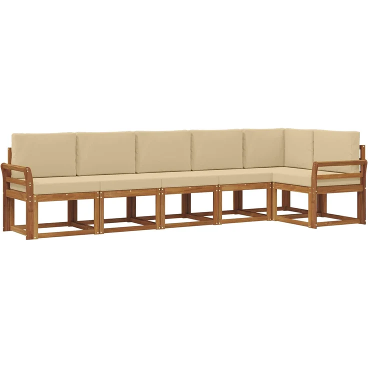 vidaXL Outdoor-Sofagarnitur 6 stk. 6-Sitzer Natur und Beige 3366466 – Bild 2